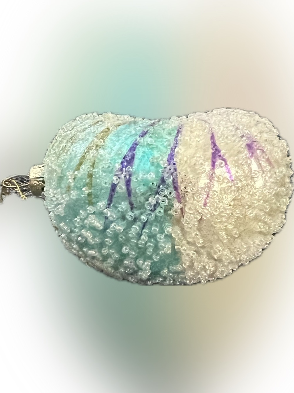 New Glass Nautilus Ombre Shell Blown Glass Christmas Ornament Glitter Beaded - Picture 5 of 6
